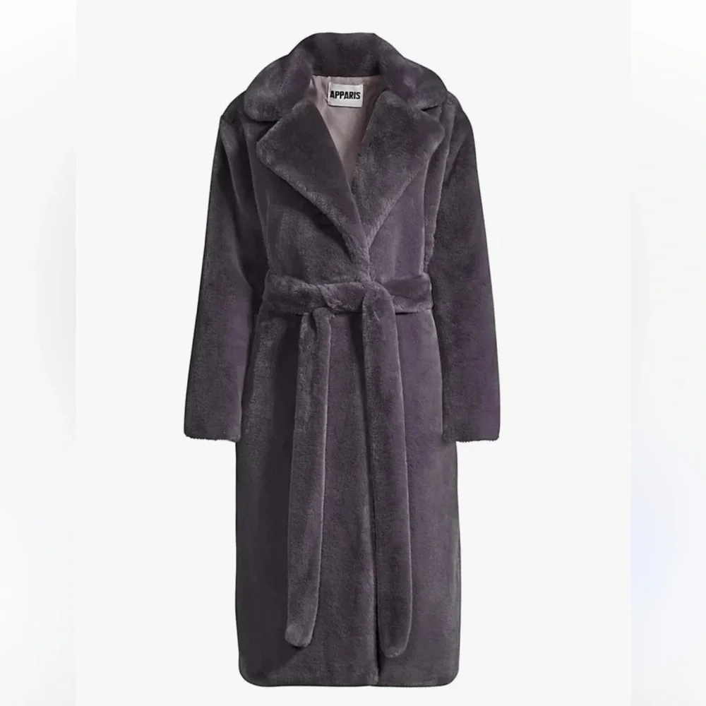 Apparis Faux Fur Grey Mona Coat size Small - Picture 2 of 16